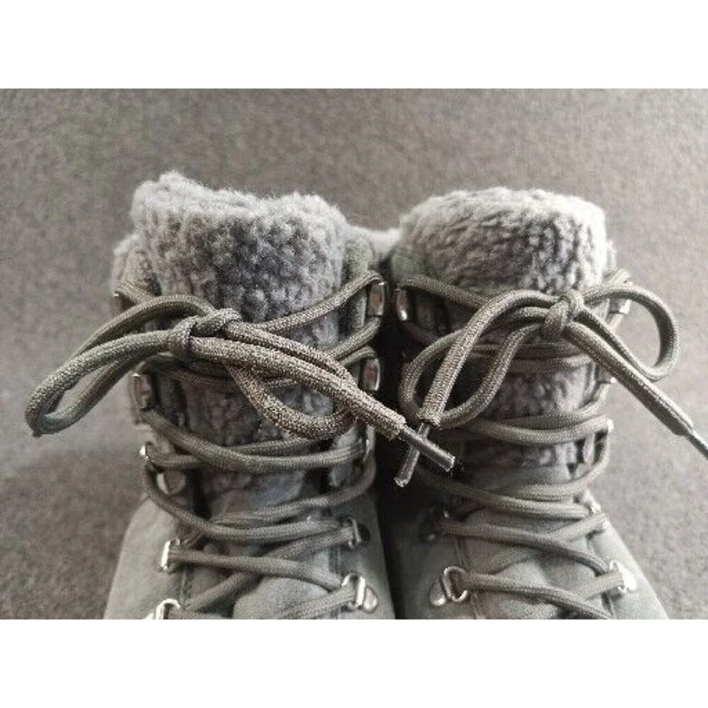 Marc Fisher Platform Sneaker Boots Women 10M Shearling Ankle Leather Lace Up
